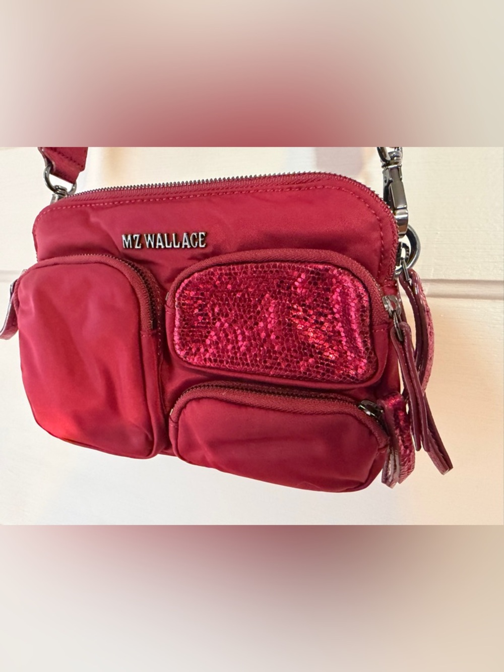 Like New MZ Wallace Red Sequin Crossbody or Shoulder Bag